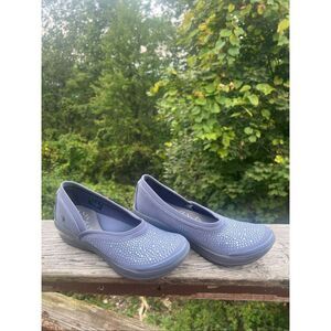 Bzees Fusion Washable Slip On stretchy boat Shoes Gray /Silver Sz 9.5